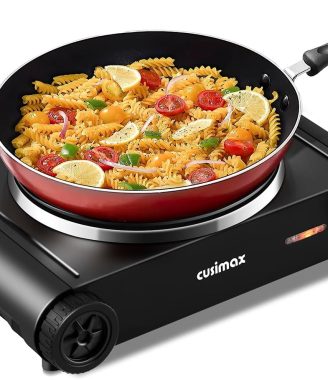 CUSIMAX Hot Plate,1500W Electric Portable Cast Iron Stove with Temperature Controls,Hot Plates for Cooking,Compatible for All Cookwares,Concealed Handle,Easy to Clean