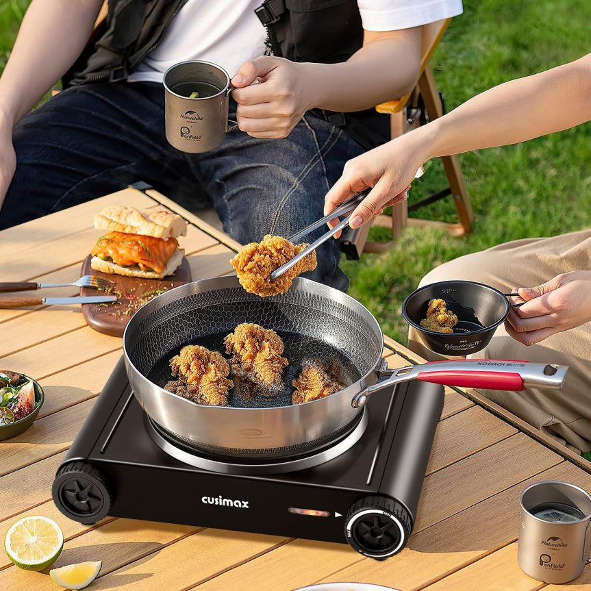 CUSIMAX Hot Plate,1500W Electric Portable Cast Iron Stove with Temperature Controls,Hot Plates for Cooking,Compatible for All Cookwares,Concealed Handle,Easy to Clean - Image 8