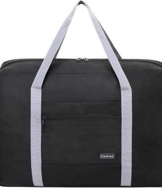 Personal Item Bag for Airlines - Foldable Travel Bag 18x14x8 Small Duffle Bag for Spirit Frontier Weekender Overnight - Black